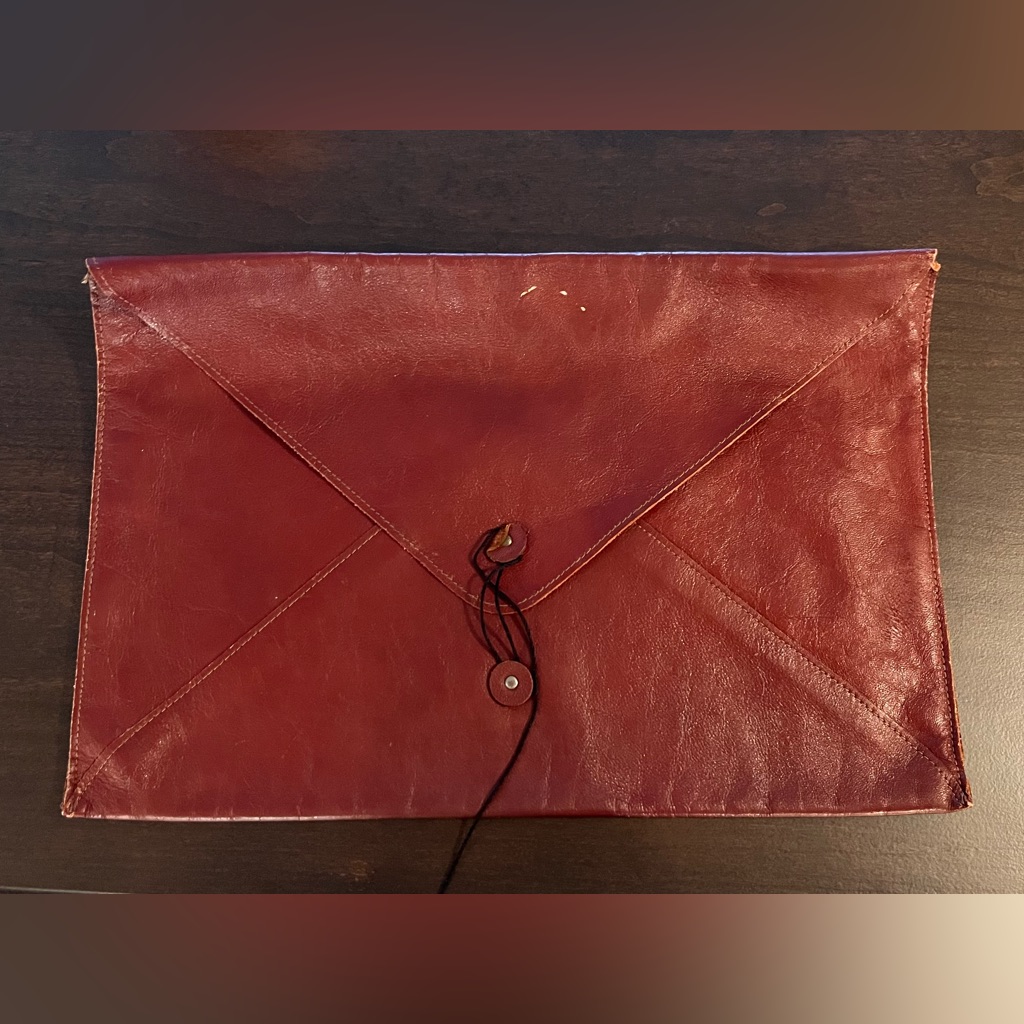 Vintage Red Leather Envelope Clutch